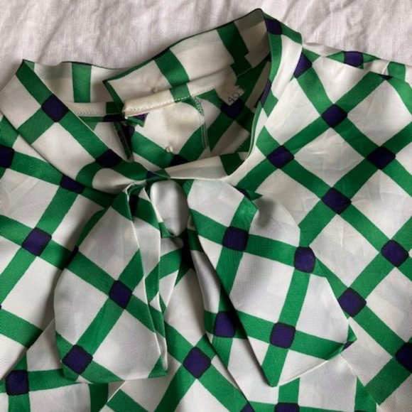 Vintage Plaid Blouse With Tie Top - Size 40 - Picture 3 of 3